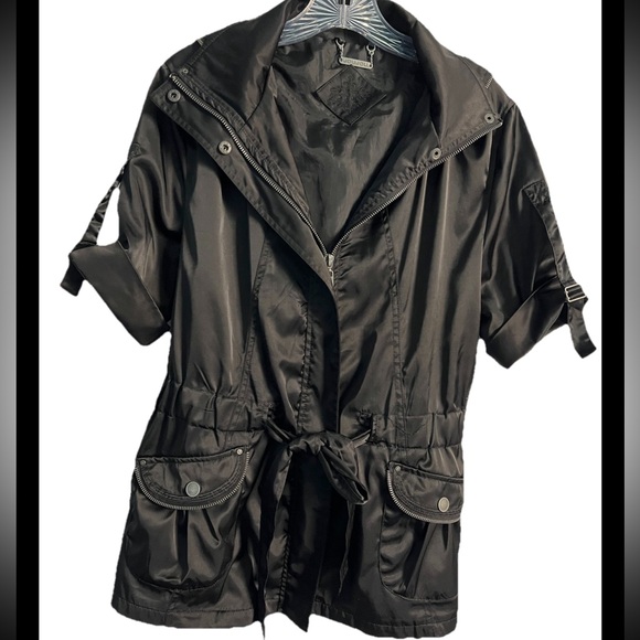 Jou Jou Jackets & Blazers - Jou Jou Short sleeve jacket Zip Front Belted Hood Versatile Pockets Med